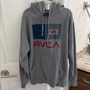 RVCA Gray Hoodie with Red and Navy Graphic